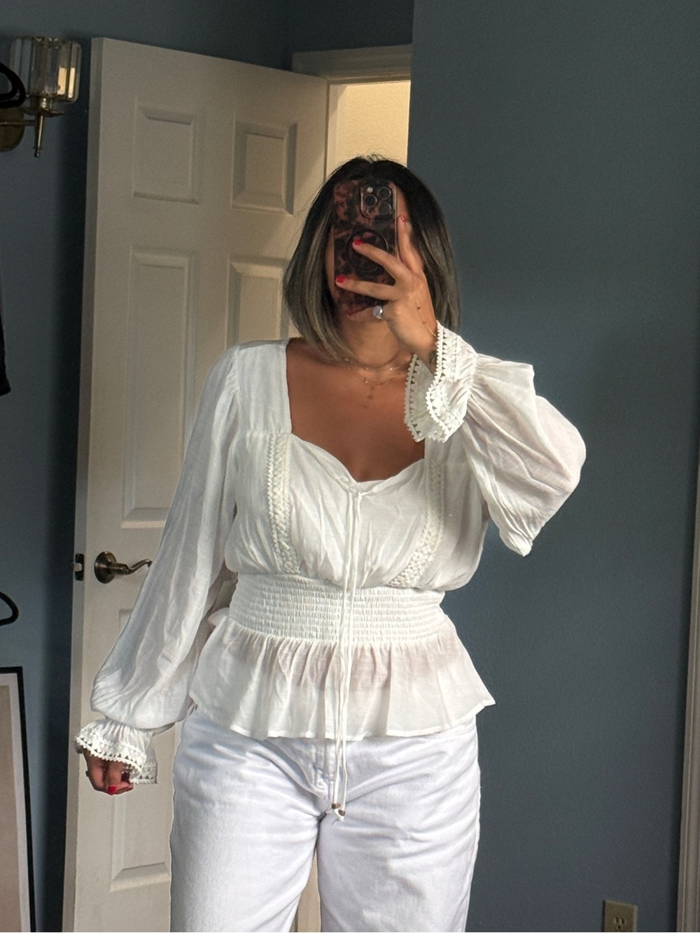 NWT White Ruffle Blouse - Picture 1 of 4